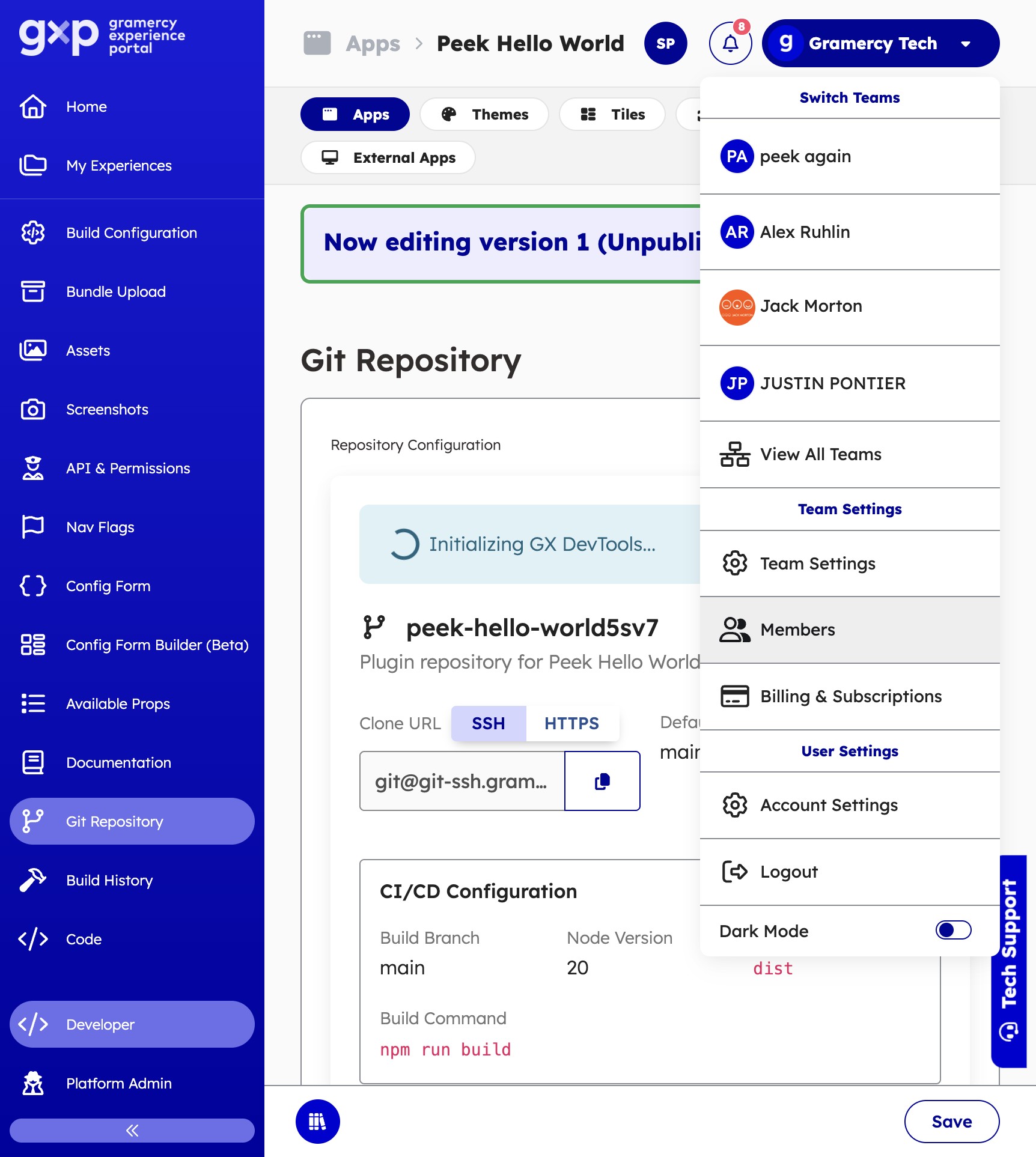 Navigate to Team Settings
