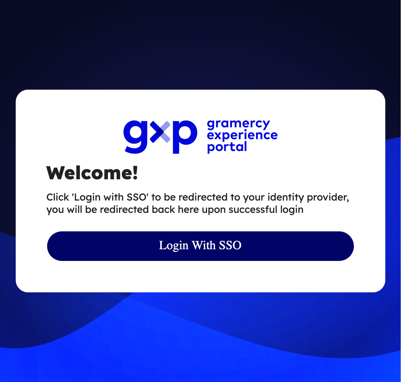 Portal login screen with SSO button