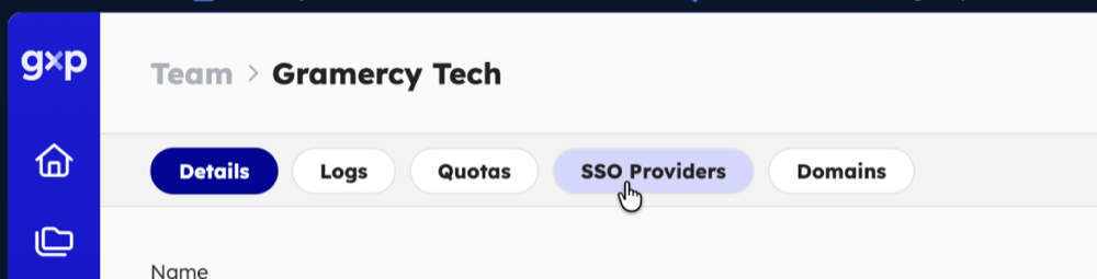 SSO Providers tab in Team Settings